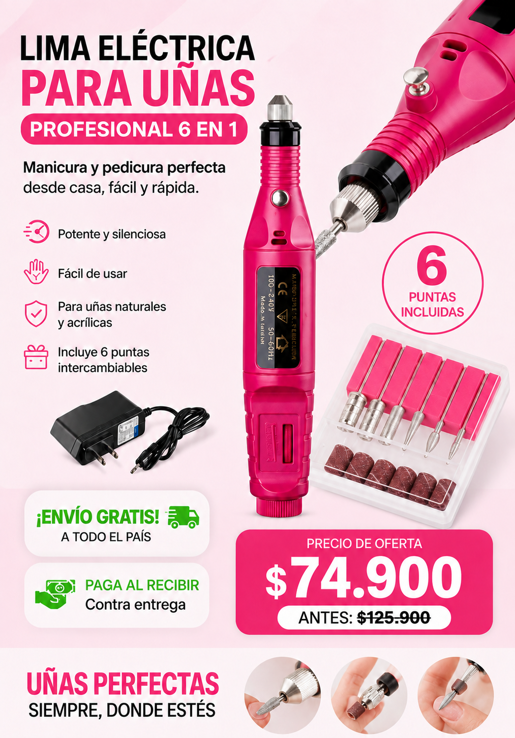 Pulidor Eléctrico Cuidado de las Uñas